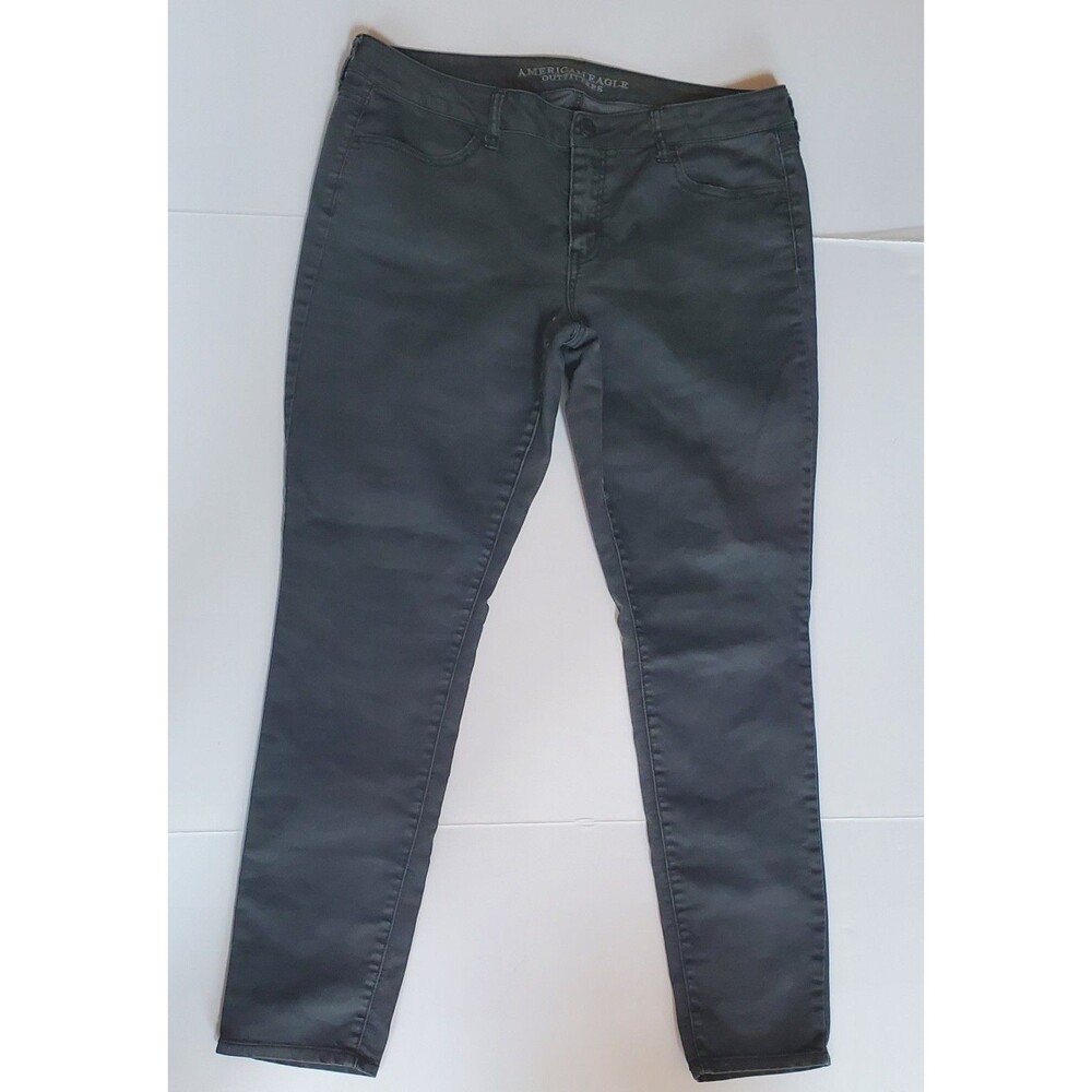 American Eagle 16 Long Jegging Stretch Jeans Pants Camo Dark Green Camouflage